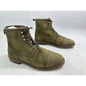 Shoe The Bear Mens Curtis Waxed Suede Lace Up Khaki Green 10 US 43 EU EUC